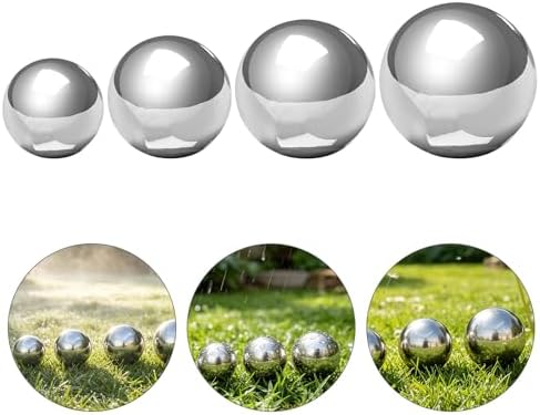 TOYANDONA 4 Pack Stainless Steel Garden Gazing Globes Mirror Ball Ornament - Image 7