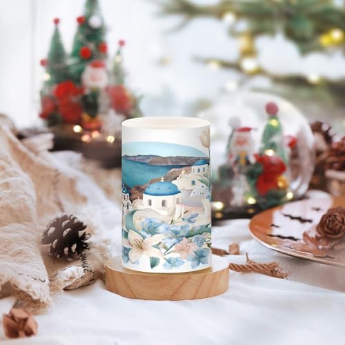 ALAZA Lily Flower Greece Flameless Candles, LED Pillar Candles with Remote Timer, Battery Operated Candles Set of 2 - Image 2