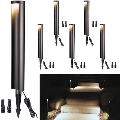 Outdoor Path Lights, LED Landscape Pathway Lights, 12V Low Voltage Wired, Waterproof 5W 200LM Black Aluminum for Backyard Patio 6 Pack by Varmtalys