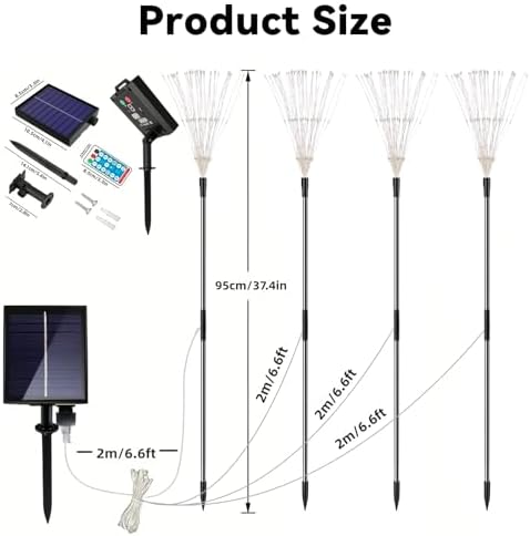 Slyuexu Solar Garden Lights Outdoor Waterproof, 4 Pack Total 480 LED - Image 4