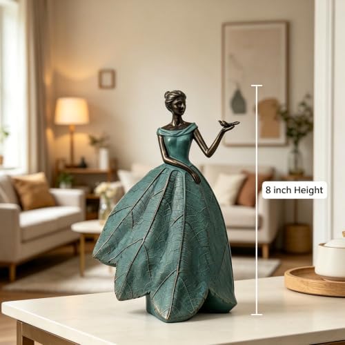 Guichifun Fairy Statue Collection Home Decoration - Leaf Angel Girls with Dragonfly Resin Home Decor for Outside or Inside Rustic Garden Outdoor Yard Decorations Figurines Gift 5 x 3.5 x 7.5 Inch - Image 3