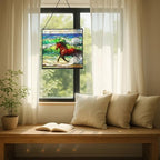 Dark Bay Thoroughbred Horse galloping along wind-cut shore Square Suncatcher – Stained Glass Style Window Panel with Pastoral Scene, Custom Decorative Hanging Art for Equestrian Home, Christmas TqsAq5 - Image 7