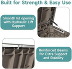 230 Gallon Waterproof Outdoor Storage Box, UV Resistant Resin Deck Box with Hydraulic Rod for Reinforced Stability, Perfect for Patio, Garden, and Pool, Grey - Image 6