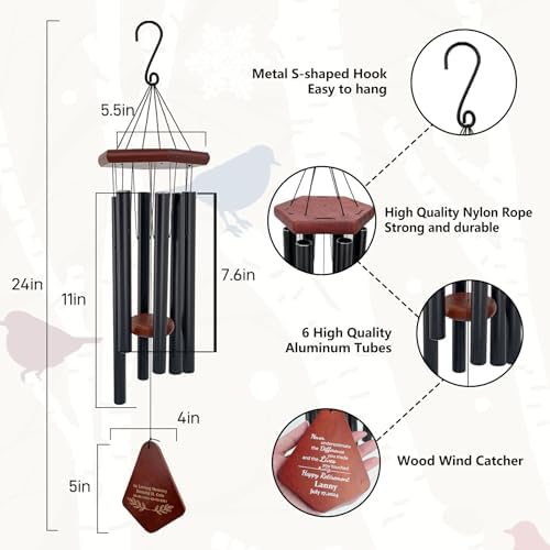 ASTARIN Personalized Name Memorial Wind Chimes, Sympathy Gift for Loss of Lover Mom Dad, Bereavement Deep Tone Wind Chimes for Outside in Memory Gift, Decor Outdoor Garden Patio - Image 3