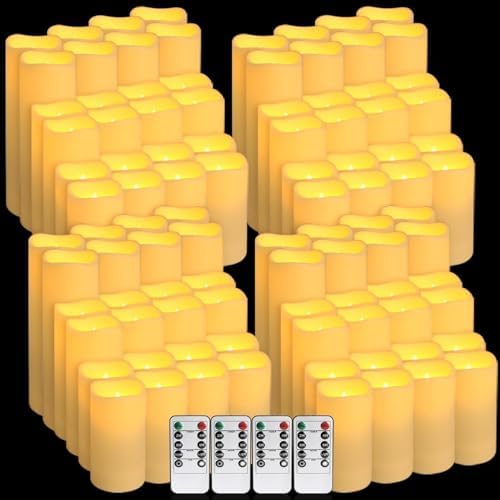 Enpornk Set of 96 Flameless Led Battery Opeated (D2.2'' x H4''5''6'') Waterproof Indoor Outdoor Candles with 10-Key Remotes and Cycling 24 Hours Timer by Enpornk