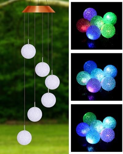 Suzile 4 Pcs Color Changing Solar Wind Chimes, Ball - Image 6