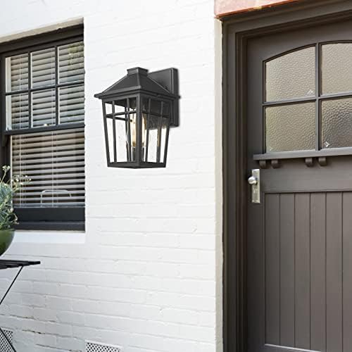 Darkaway Outdoor Sconce Lights Wall Light Fixtures, Front Porch Light Outdoor Wall Anti-Rust Waterproof Aluminum with Glass Exterior Light Fixture for Patio, Yard, Doorway, Garage(2 Pack, Black) - Image 5