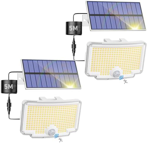 Peasur 318 LED Solar Motion Lights Outdoor Waterproof with 16.4 FT Cable by Peasur