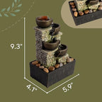 Haobos Indoor Waterfall Fountain 4-Tier Cascading Bowl Home Décor Relaxation Water Zen Meditation Tabletop Fountain Artistic Desk Fountains with LED/Rocks Home/Office Decoration - Image 3