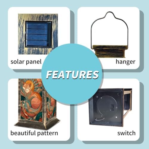 Solar Lantern Mid Century Modern Cat Outdoor Waterproof Garden Hanging Lantern Solar Powered Lighting Outside Solar Light for Patio Yard Camping, Gifts for Women Mom - Image 5
