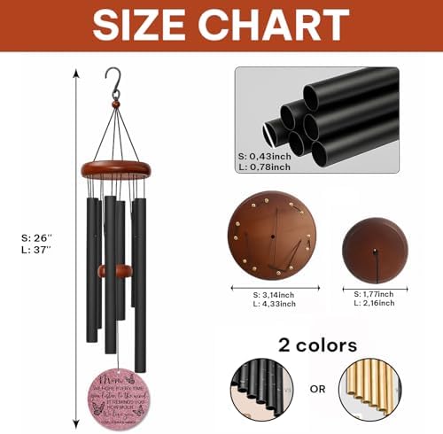 Personalized Mom Memorial Wind Chime – “Every Time You Listen to The Wind” Custom Names Tribute – Sympathy Gift for Loss of a Beloved Parent – Outdoor Remembrance Hanging Windchime for Loving Memory - Image 2