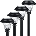 Glass Solar Lights Outdoor waterproof, 4 Pack Super Bright Solar Pathway Lights, Up to 12 Hrs Long Last Auto On/Off Garden Lights Solar Powered, Stainless Steel LED Light For Yard Landscape Cool White by Balhvit