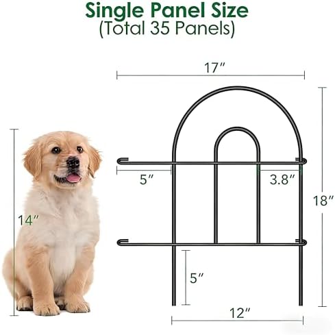 AMAGABELI 35 Panels 18in(H)×50ft(L) Decorative Garden Fence No Dig Rustproof Metal Pre-Linking Fence Panels Garden Edging Border Animal Barrier Fencing for Flower Beds Yard Patio Outdoor Decor Black - Image 6