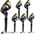 GOLDEN STAR Low Voltage Landscape Lights - 5W 400LM High-Intensity Spotlights, 12V AC Cast Aluminum Flood Lights, 2700K Warm White, Replaceable MR16 LED Bulb, with Corrosion-Proof Stakes by GOLDENSTAR