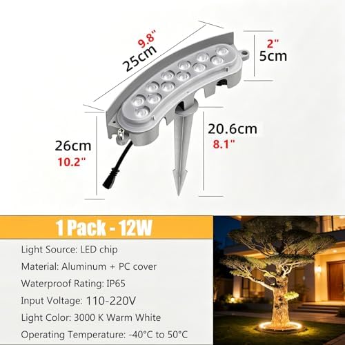 IP65 Waterproof LED Tree Light, Outdoor Landscape Uplight with Anti-Dazzling Lens, Aluminum Housing for Yard Pathway(1 Lights) - Image 2