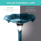Best Choice Products Bird Bath W/Solar Light & Planter - Peacock Blue - Image 2