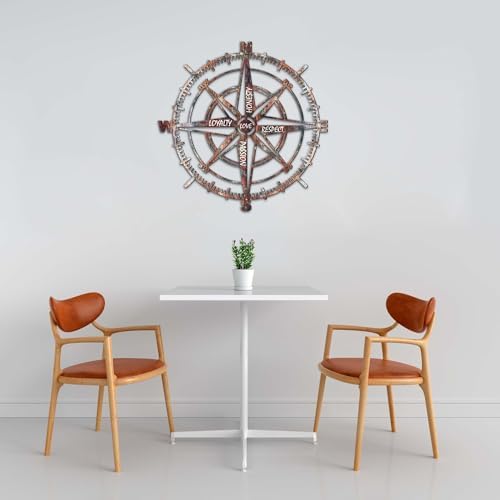 Venovez Compass Wall Decor with Inspirational Words Laser-Cut Metal - Wood Art with Digital Print, Nautical Home Decoration for Living Room, Office, or Gifts - Image 5