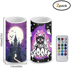 Halloween Day Flameless Candles with Remote and Timers Battery Operated Candles for Indoor Outdoor Trick or Treat Day Home Party Dinner Decorations, Black Cat Bat Castle - Image 2