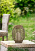 Elegant Poly Rattan Outdoor Lantern with Warm White LED Candle for Patio, Deck, and Garden Decor (Brown + Plastic+Rattan-2) by Unknown
