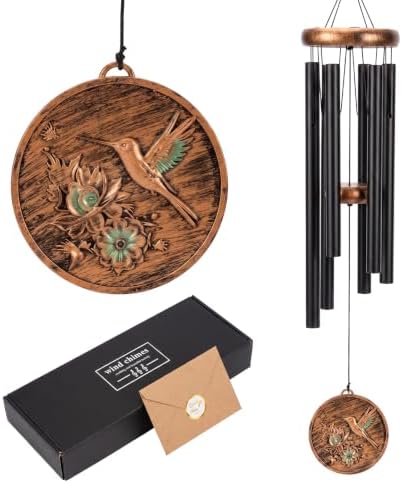 Hummingbird Wind Chimes for Outside Deep Tone, Gift for Women Mom by Culudea