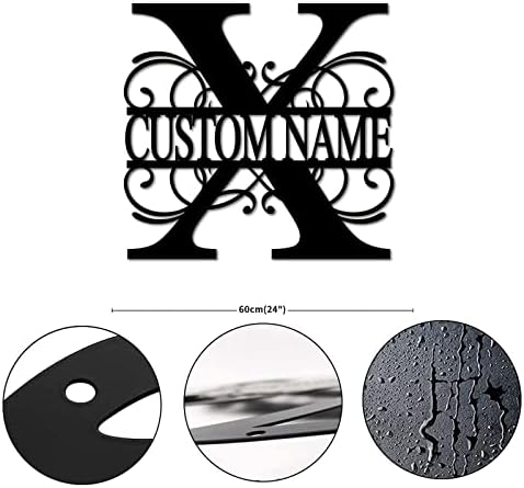X Custom Name Initial Letter Monogram Metal Sign Modern Iron Metal Wall Sculpture Artwork Sign Distressed Metal Door Hanger Sign Bar Sign for Backyard Workshop Cottage Home Decor 24 Inch - Image 2
