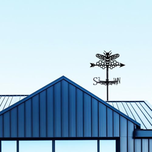 Bee Weathervane Metal Wind Vane Honeycomb Hive Garden Decoration Direction Sign Indicator Stake Mount Ornament for Farmhouse Yard Roof Outdoor - Image 5