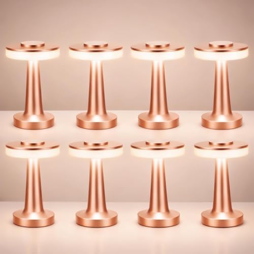 Riakrum 8 Pcs LED Cordless Table Lamp Bulk Rechargeable,Rose Gold by Riakrum
