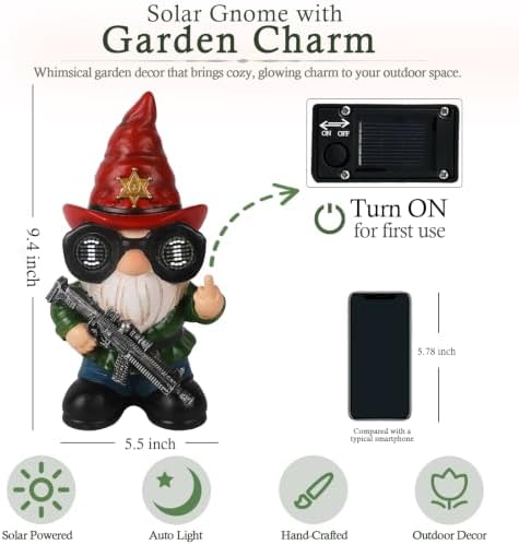 Funny Gnome Statue Outdoor Decor, Naughty Middle Finger Gnome Figurine - Image 2