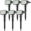 Solar Spot Lights Outdoor Waterproof IP67, [6 Pack/75LED] 2-in-1 Solar Landscaping Spotlights, 4 Lighting Modes Solar Powered Garden Flood Light for Patio Pathway Driveway Yard Pool (Cool White) by FratinkSolarLights