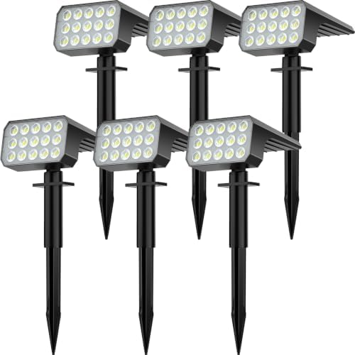 Solar Spot Lights Outdoor Waterproof IP67, [6 Pack/75LED] 2-in-1 Solar Landscaping Spotlights, 4 Lighting Modes Solar Powered Garden Flood Light for Patio Pathway Driveway Yard Pool (Cool White) by FratinkSolarLights