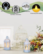 12-Pack Mini Moroccan Lanterns with LED Candle for Ramadan, Wedding, Festivals, Small Decorative Lanterns Shatterproof for Baby Shower & Table Centerpiece, Ornament, Party Decor, White - Image 7