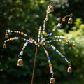 Novabright Whimsical Bead and Bell Tree Yard Stake 40 Inch H 12 Arm Bead Art Garden Decoration Handmade Rustic Metal Decorative Yard Stake for Women Gift Party Decor by Unknown