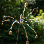 Novabright Whimsical Bead and Bell Tree Yard Stake 40 Inch H 12 Arm Bead Art Garden Decoration Handmade Rustic Metal Decorative Yard Stake for Women Gift Party Decor by Unknown