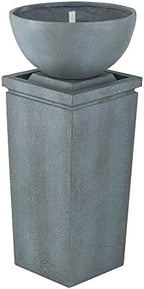 35.5 Inch Polyresin Zen Bowl Fountain, Outdoor Water Feature for Garden - Image 2