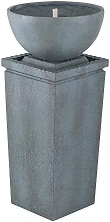 35.5 Inch Polyresin Zen Bowl Fountain, Outdoor Water Feature for Garden - Image 2