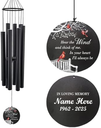 Personalized Wind Chimes, Memorial Gifts, Cardinal Wind Chime for Loss of Loved Dad/Mom, in Memory of Husband/Wife, 36inch Deep Tone Wind Chimes for Condolences by ExtrabilyOfficial
