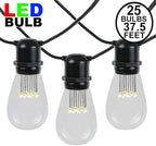 37.5 Foot S14 LED Edison Outdoor String Lights, Black Wire, 25 Bulbs - Image 2