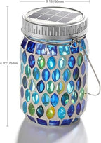 Cooo Mosaic Lanterns Outdoor Waterproof with 215% Larger Solar Panel, Never Rust Lids, True Capacity Battery- Solar Mason Mosaics Jar Lantern for Patio Garden Yard Balcony Hanging or Table (1) - Image 2