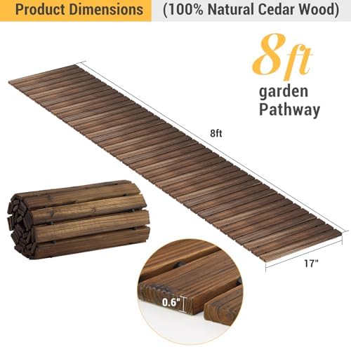 8FT Wooden Garden Pathway Walkway Outdoor Roll Walkway Pavers Patio Floor - Image 3