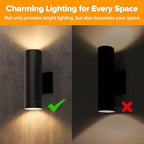 LUTEC Outdoor Wall Light Fixtures, Integrated LED Cylinder Up-Down Sconce, 16W 3000K Waterproof Aluminum Exterior Lighting, Modern Matte Black Wall Sconce Outdoor Lighting for Porch, Entryway, 4 Pack - Image 3