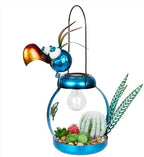 Alpine Corporation 16" H Outdoor Solar-Powered Metal Flamingo Yard Statue, with Enclosed LED Lights, Garden Decor for Patio, Lawn or Porch, Blue - Image 4