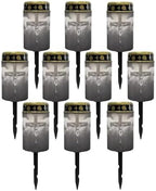 Poceacles Cross Solar Lights Set of 10 Outdoor Solar Powered Outdoor Cemetery Stake Lights Grave Solar Lamp Landscape Lighting Waterproof Grave Flameless Candles, God Cross Black by Poceacles