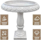 Kante 24.25 Inch Tall Handmade Concrete Birdbath, Elegant Outdoor Garden and Backyard Decor, Textured - Image 7