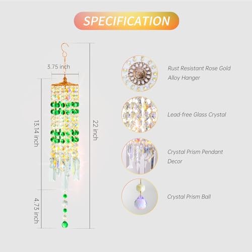 Crystal Wind Chimes Rainbow Suncatcher for Window, Garden, Patio Decor - Image 2