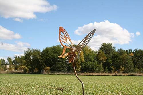 Bugs, Bees and Butterfly Garden Yard Stake Sign 20 to 33 Inches Tall (Small Butterfly Stake 22" Tall, Naturally Rusted) - Image 3