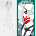 8FT Garden Windmill, Metal Yard Decor with Weather Vane, White - Image 4