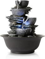 Tabletop Water Fountain Indoor Waterfall Fountains Stacked Rocks Water Feature Feng Shui Zen Meditation Relaxation Desktop Fountain for Home and Office Indoor Spaces Decor (Style 15) by WICHEMI