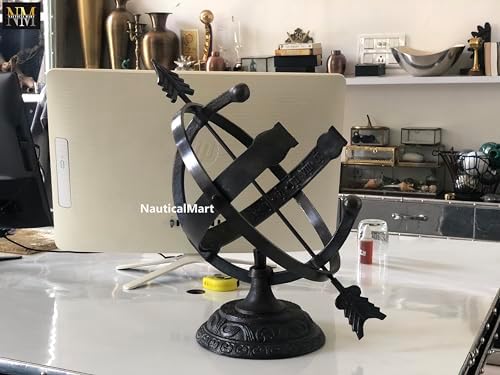 NauticalMart Polished Brass Aluminum Armillary Sundial, Cast Aluminum Classic Celestial Timekeeping Decor for Garden, Desk (Brown) - Image 5