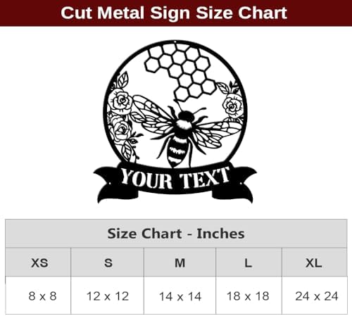 MeMate Garden Sign to Personalize, Bee Farm Sign, Custom Name Sign Metal for Bee Lovers, Bee Garden Art Decorations, Personalized Bee Farm Sign, 8-24 inches Large Metal Sign, Gift for Beekeeper - Image 7