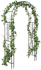 Plow & Hearth Arch Metal Outdoor Garden Arbor 7 Feet Tall Black Iron Trellis for Climbing Plants Outdoor, Wedding Party Arch, Outdoor Patio Decor by EvergreenGarden